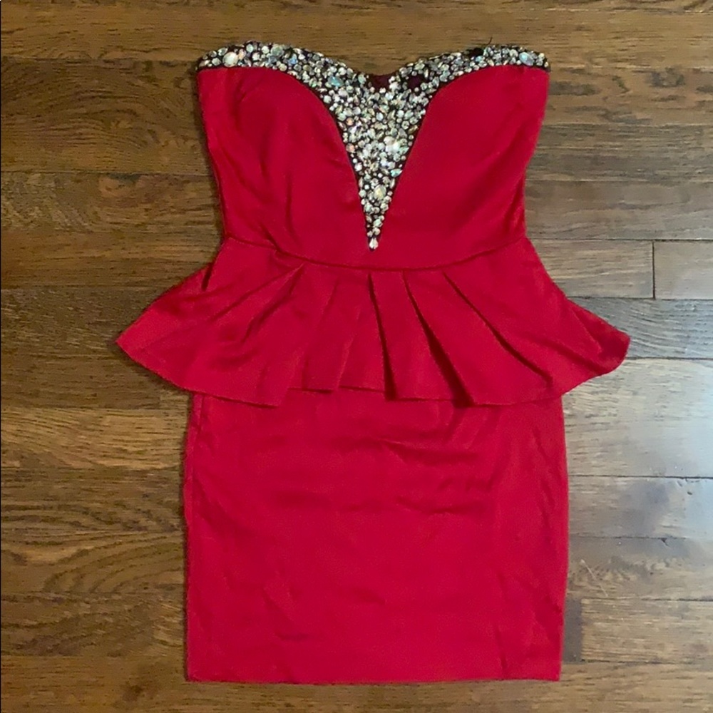 Red Rhinestone Cocktail Dress